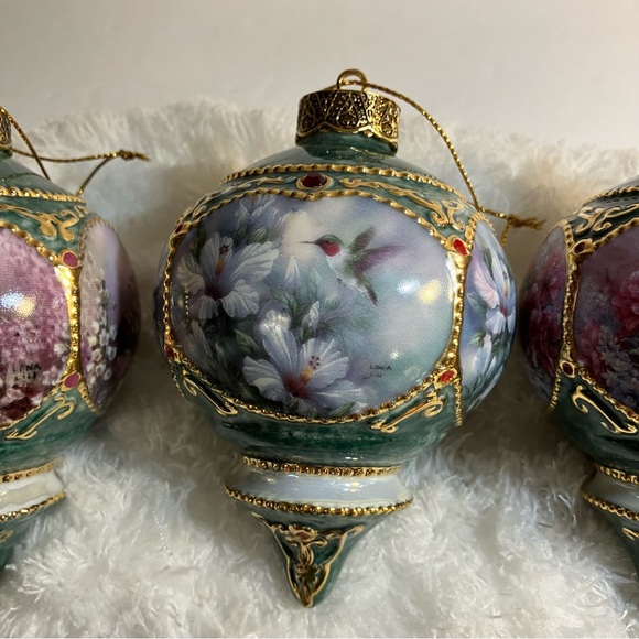 Bradford Hummingbird Flower Garden Christmas Ornaments Porcelain Jeweled - Picture 4 of 6